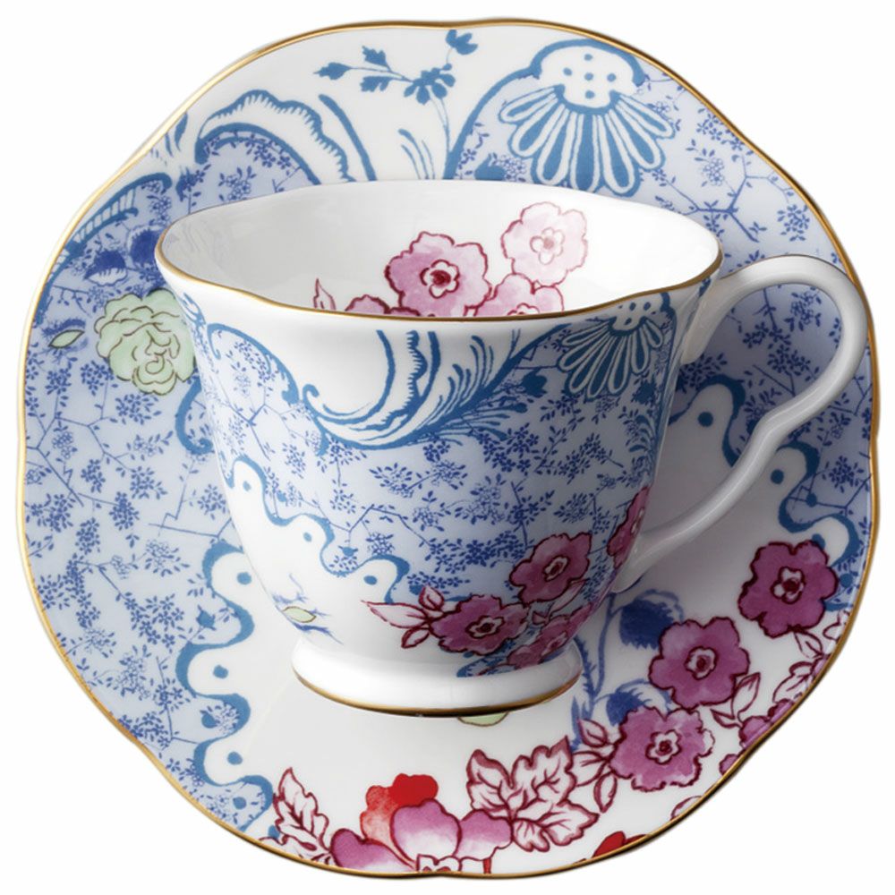 ウェッジウッド カップ＆ソーサー コーヒーカップ WEDGWOOD ハーレクイン コレクション バタフライブルーム ブルー＆ピンク【お取り寄せ】