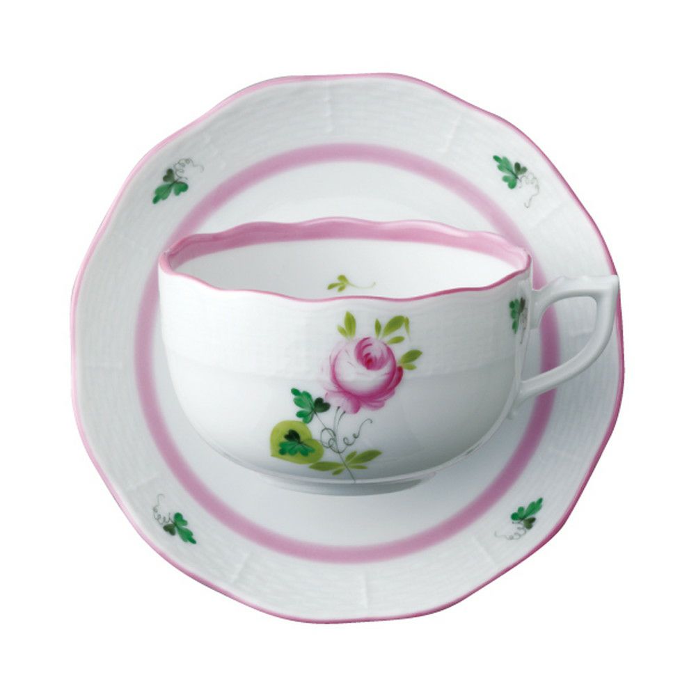 ヘレンド ティーカップ＆ソーサー HEREND ウイーンの薔薇 ピンク #724 【お取り寄せ】