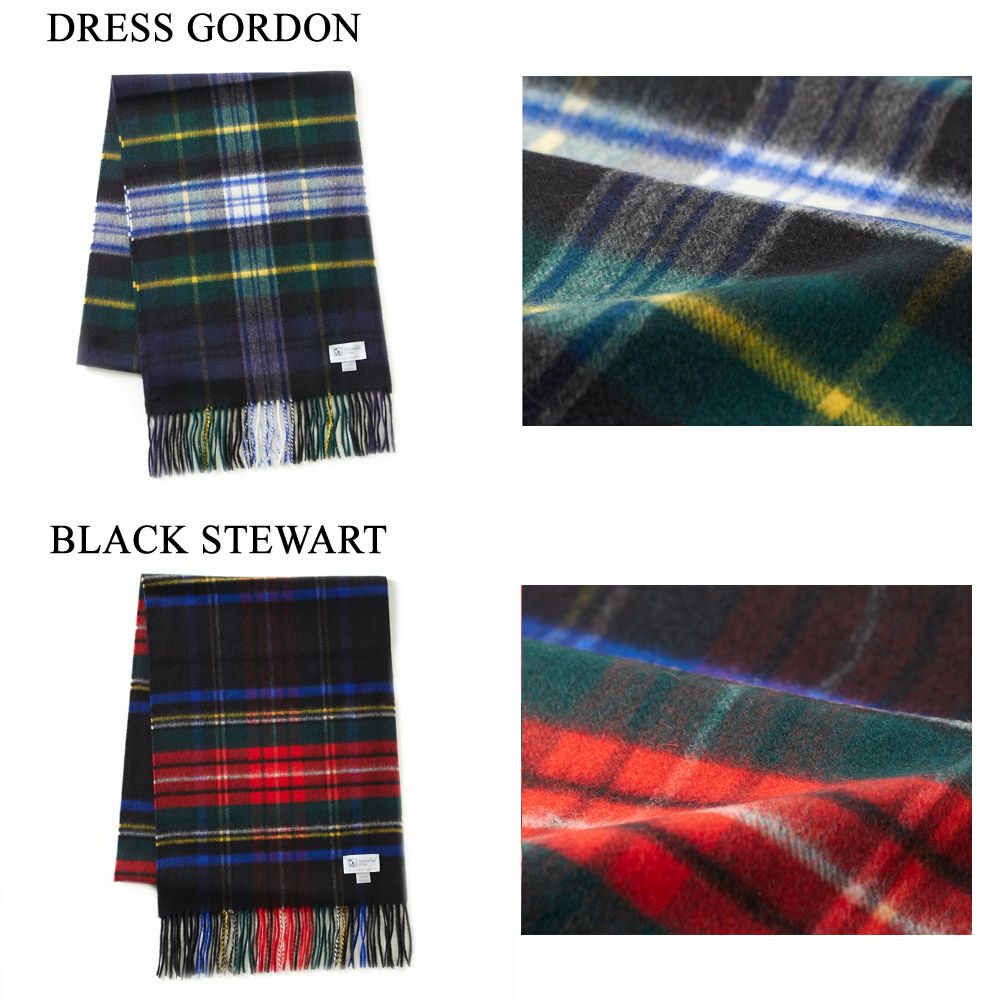 ジョンストンズ JOHNSTONS ストール/マフラー タータンチェック カシミア 中判 190×35cm WA000057