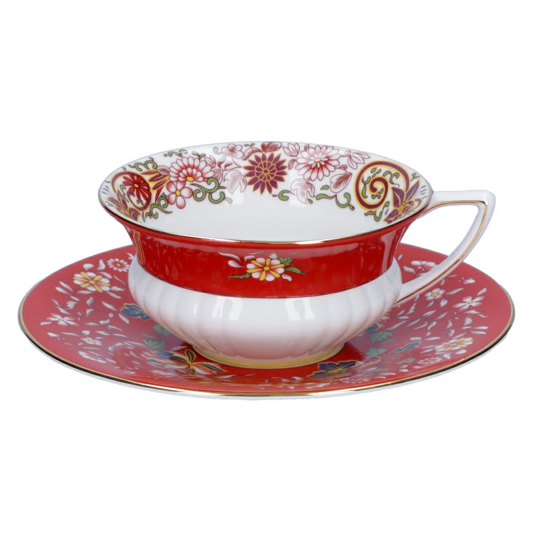 ウェッジウッド WEDGWOOD 洋食器 ティーカップ＆ソーサー ハーレクインコレクション ワンダーラスト 200cc クリムゾンオリエント【お取り寄せ】