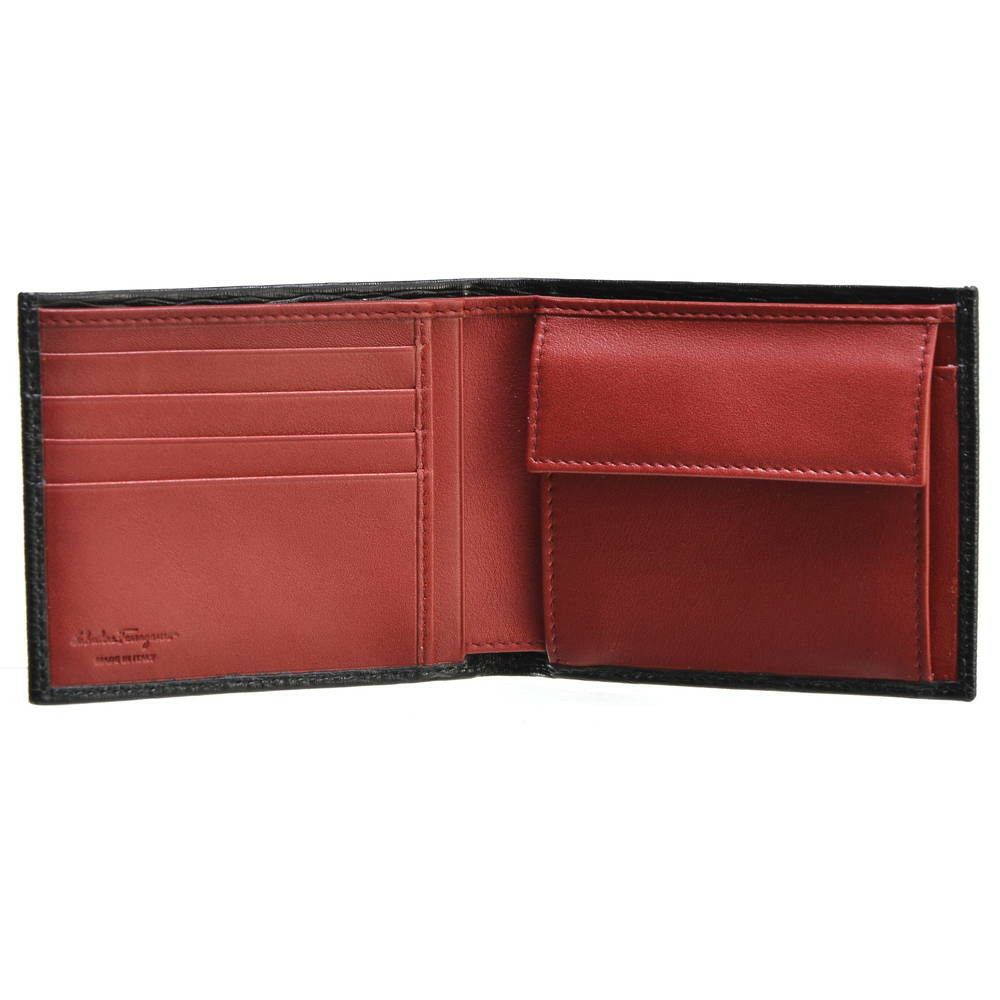 フェラガモ FERRAGAMO 財布 折財布 【REVIVAL GANC】 66A065 685986 0397 NERO/RED ブラック(0397/NERO+ROSSO)