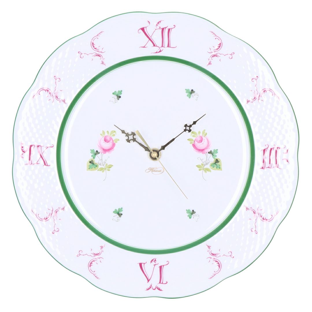 ヘレンド HEREND 皿時計 掛け時計 壁掛け時計 ウィーンの薔薇 VIEILLE ROSE D’HABSBOURG ヴィエイユ・ローズ・ハプスブルク VRH ウォールクロック 527