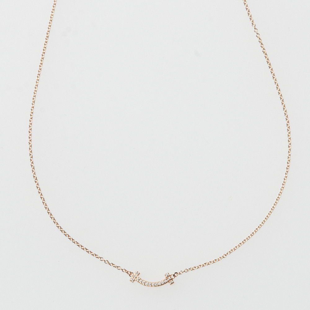 ティファニー TIFFANY ネックレス Tスマイル ミニ 62617780 ペンダント 18K ダイヤモンド 0.03ct ローズゴールド【お取り寄せ】