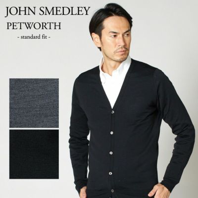 JOHN SMEDLEY ジョンスメドレー カーディガン/PETWORTH エクストラファインメリノウール 30ゲージ メンズ SILVER