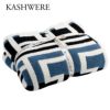 カシウェア/カシウエア KASHWERE ブランケット 135×183(cm) GRECIAN：グレシアン THCH PTN04 423 AEGEAN BLUE/BLACK/CREME