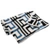 カシウェア/カシウエア KASHWERE ブランケット 135×183(cm) GRECIAN：グレシアン THCH PTN04 423 AEGEAN BLUE/BLACK/CREME