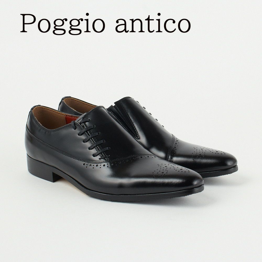 ポッジオ アンティコ 靴 メンズ ビジネスシューズ 【サイドレース】 1403 BLACK POGGIO ANTICO