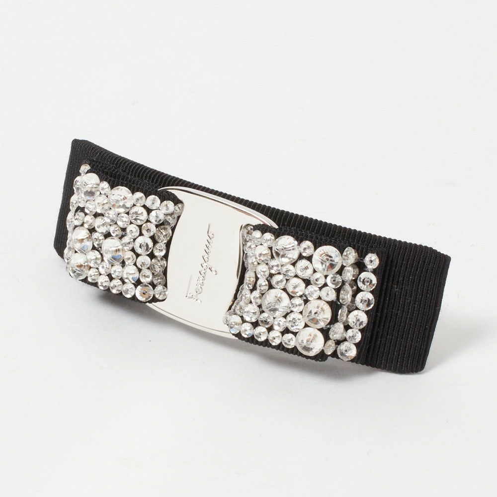 フェラガモ バレッタ 【VARA STRASS】 342759 524894 ブラック×クリスタル（NERO+CRYSTAL） FERRAGAMO