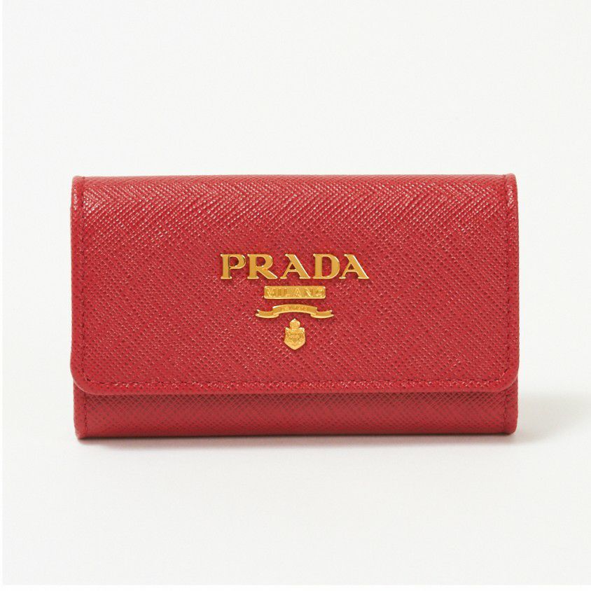 プラダ PRADA キーケース 【SAFFIANO METAL】 1PG004 QWA レッド系(F068Z/FUOCO)