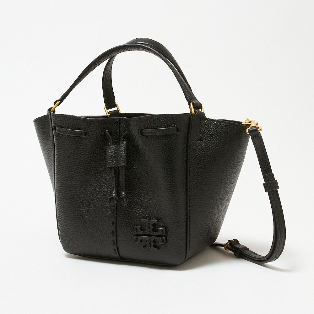 トリーバーチ 2WAYバッグ 【マックグローミニドロストーリングサッチェル：MCGRAW MINI DRAWSTRING SATCHEL】 90473 ブラック(001 BLACK) TORYBURCH