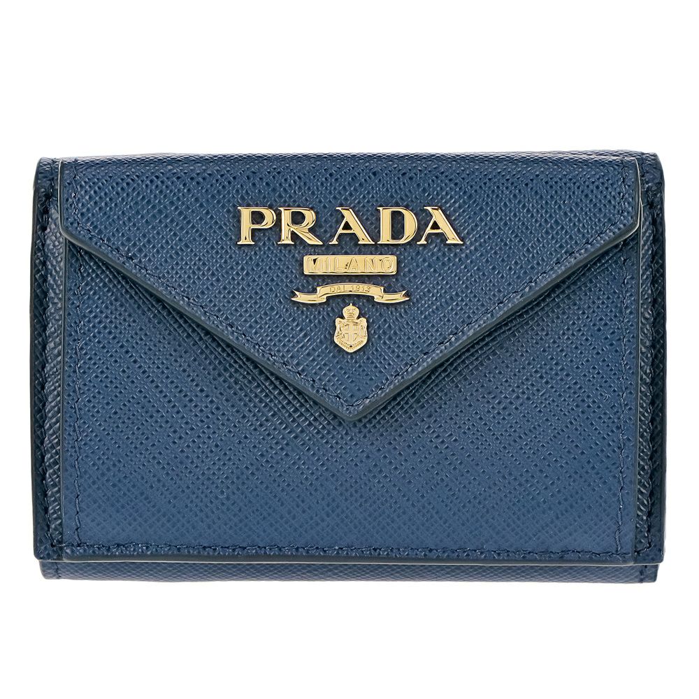 プラダ 折財布 【SAFFIANO METAL】 1MH021 QWA ブルー系(F0016 BLUETTE) PRADA