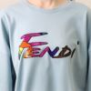 フェンディ FENDI レディースTシャツ 【ブラッシュ オーバーサイズ】 FS7890 AJXG F1H3F LUGHT BLUE