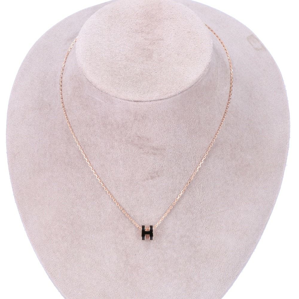 エルメス HERMES ネックレス ポップアッシュH ミニ H147992FO NOIR/PINK GOLD