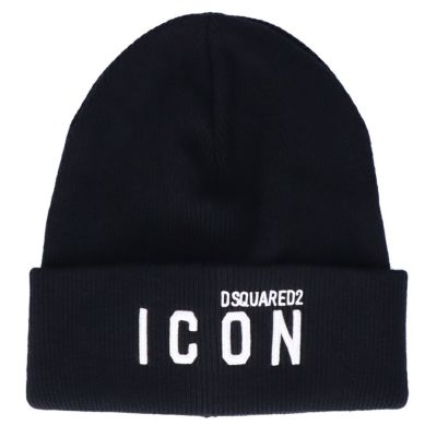 ディースクエアード DSQUARED2 ニット帽 BE ICON BEANIE KNM0001 01W04331 ブラック(M063  BLACK/WHITE)