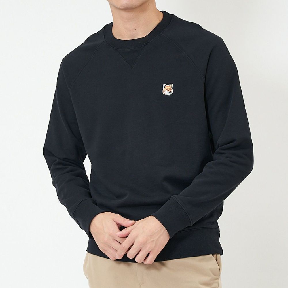 メゾンキツネ MAISON KITSUNE メンズ トレーナー FOX HEAD PATCH AM00303KM0001 BLACK