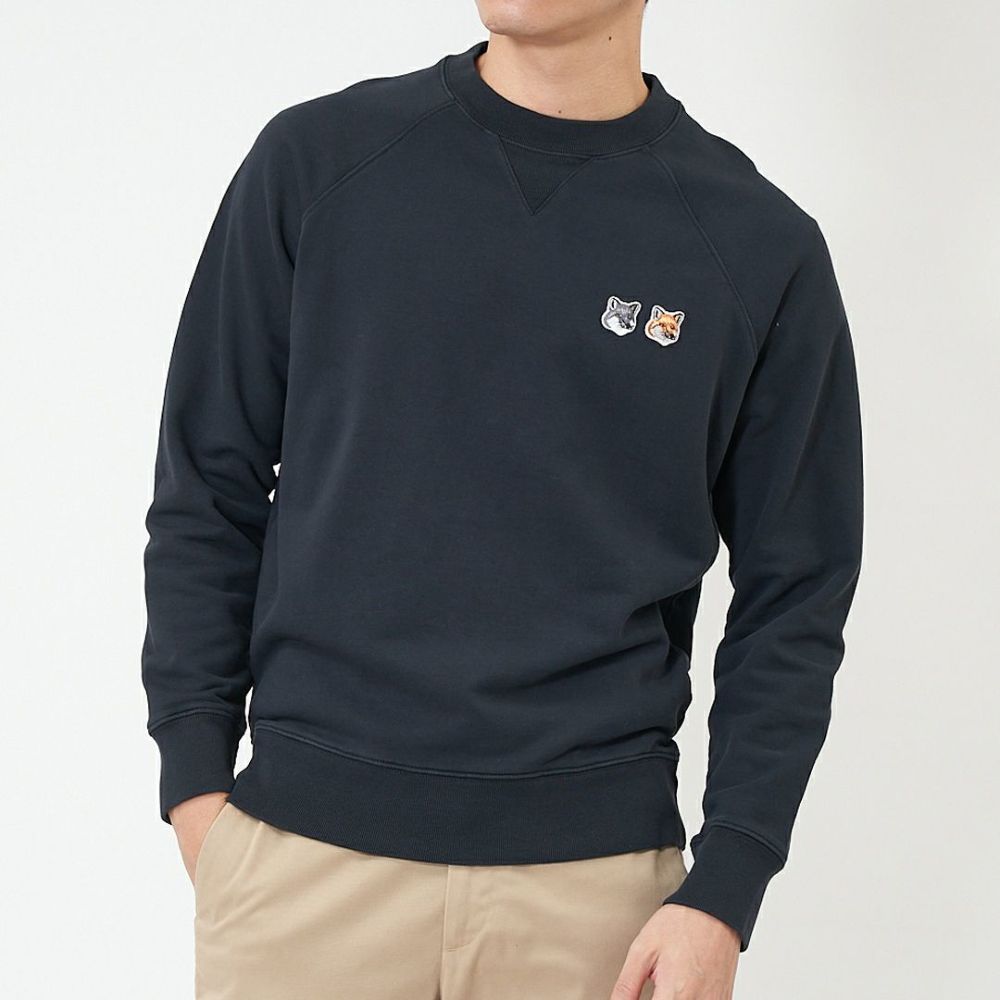 メゾンキツネ MAISON KITSUNE メンズ トレーナー DOUBLE FOX HEAD PATCH ダブルフォックス FM00358KM0002 グレー系(P195 ANTHRACITE)
