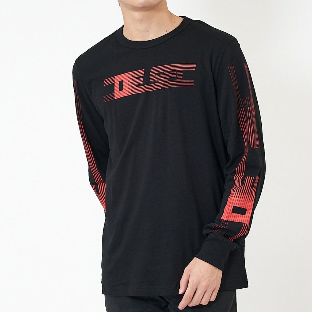 ディーゼル DIESEL メンズ 長袖Tシャツ T-JUST-LS-E5 A06767 0GRAM 9XX BLACK