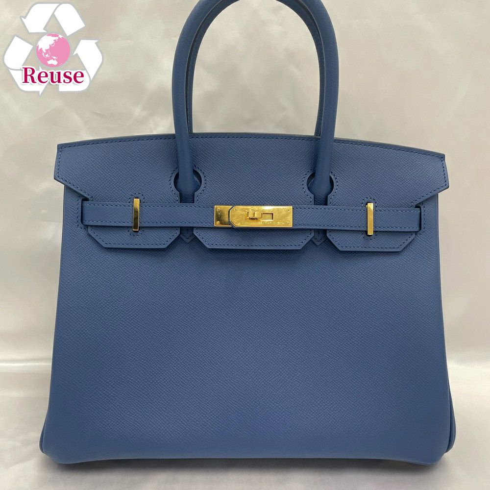 【リユース品】 エルメス HERMES ハンドバッグ バーキン30 ブルーアガット/ゴールド金具 【お取り寄せ】