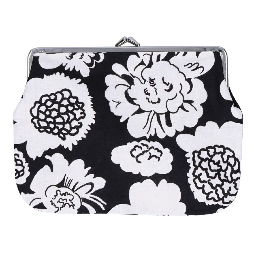 マリメッコ MARIMEKKO がま口ポーチ PIENI PIONI PUOLIKAS KUKKARO 91440 911 BLACK/OFF WHITE 【ゆうパケ可】【同梱不可】【ギフト不可】【RSL】