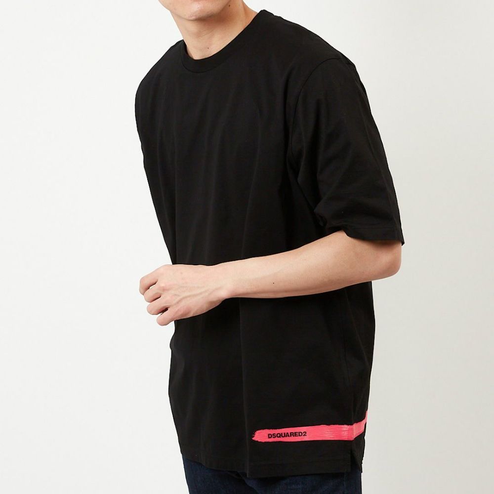 ディースクエアード DSQUARED2 メンズ 半袖Tシャツ BACK LOGO SKATER S74GD1104 S22427 BLACK(900)