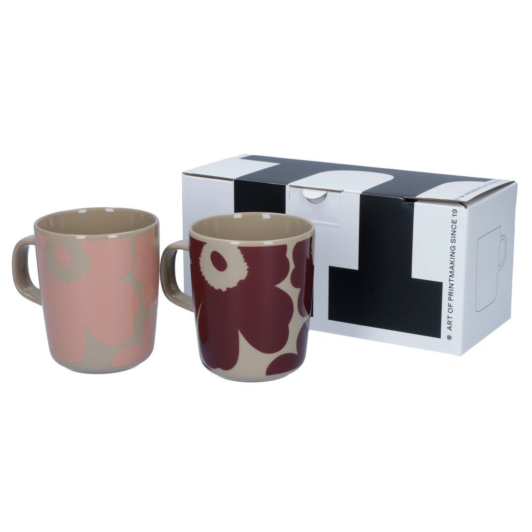 マリメッコ MARIMEKKO マグカップ UNIKKO：ウニッコ 71829 833 ダークワインレッド×パウダー マグペア 250ml 【同梱不可】【ギフト不可】【RSL】