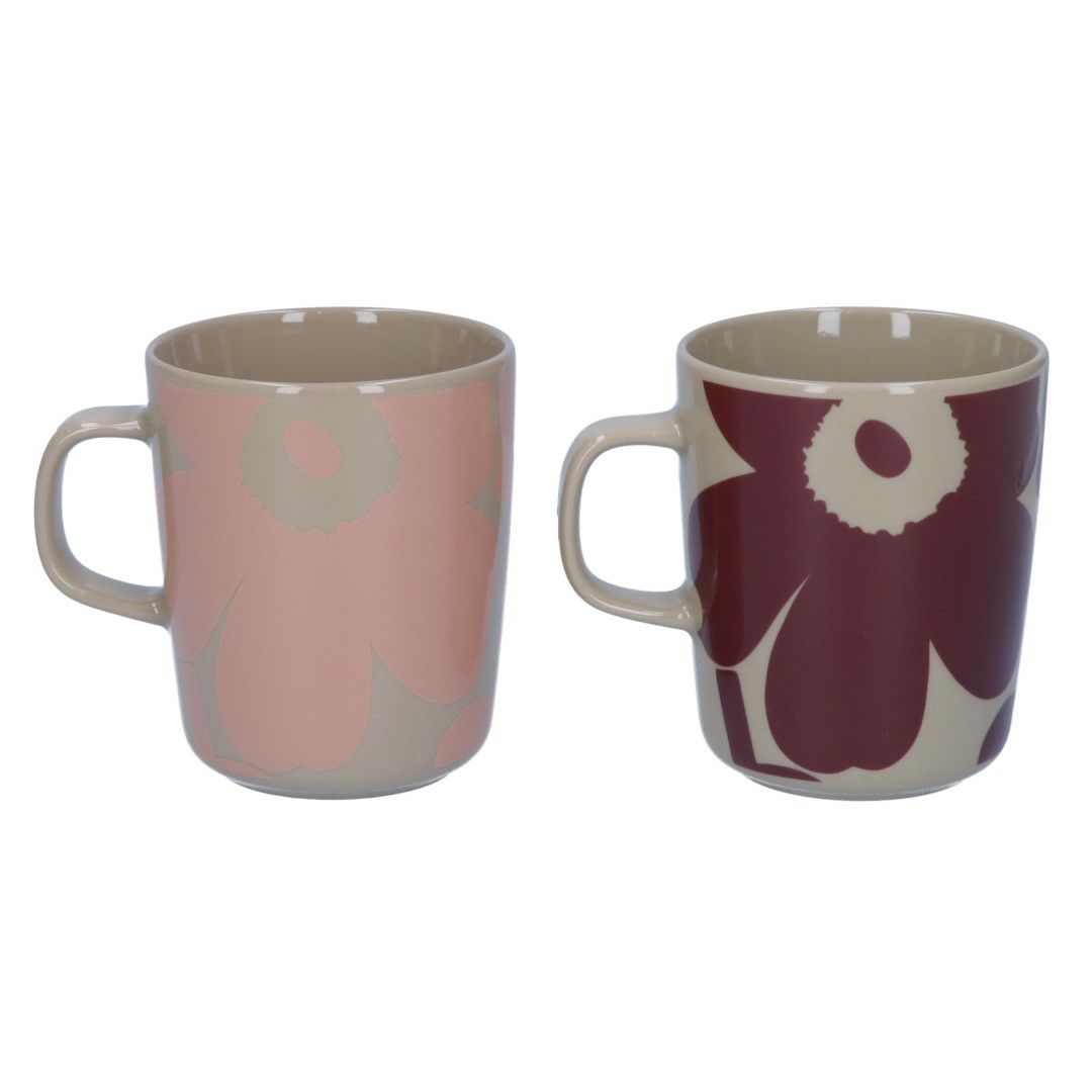 マリメッコ MARIMEKKO マグカップ UNIKKO：ウニッコ 71829 833 ダークワインレッド×パウダー マグペア 250ml 【同梱不可】【ギフト不可】【RSL】