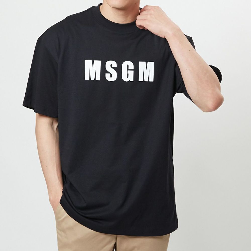 エムエスジーエム MSGM メンズ Tシャツ ムネロゴ 3440MM163 237002 99 BLACK