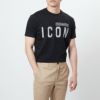 ディースクエアード DSQUARED2 メンズ Tシャツ ICON S79GC0068 S23009 ブラック(970 BLACK+SILVER)