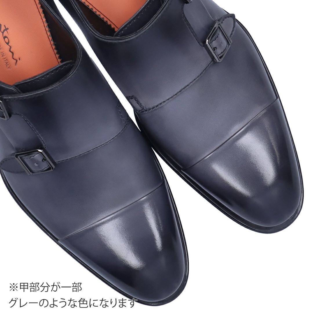 サントーニ SANTONI メンズ ビジネスシューズ ダブルモンク DITHERED MCCR17736 MC8HGAC ブラック(N51 BLACK)