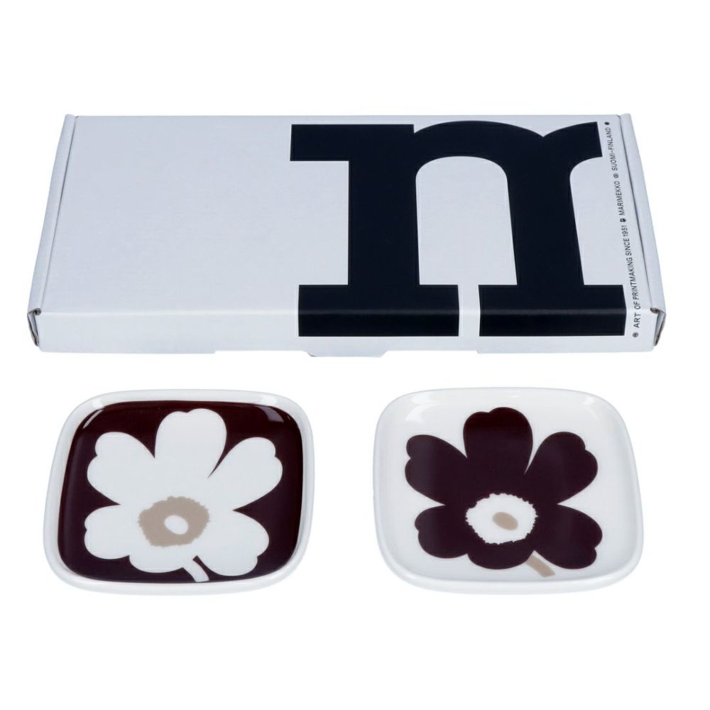 マリメッコ MARIMEKKO プレート 2個セット 箱付き UNIKKO ウニッコ 72050 138 クレイ×ダークワイン 【同梱不可】【ギフト不可】【RSL】