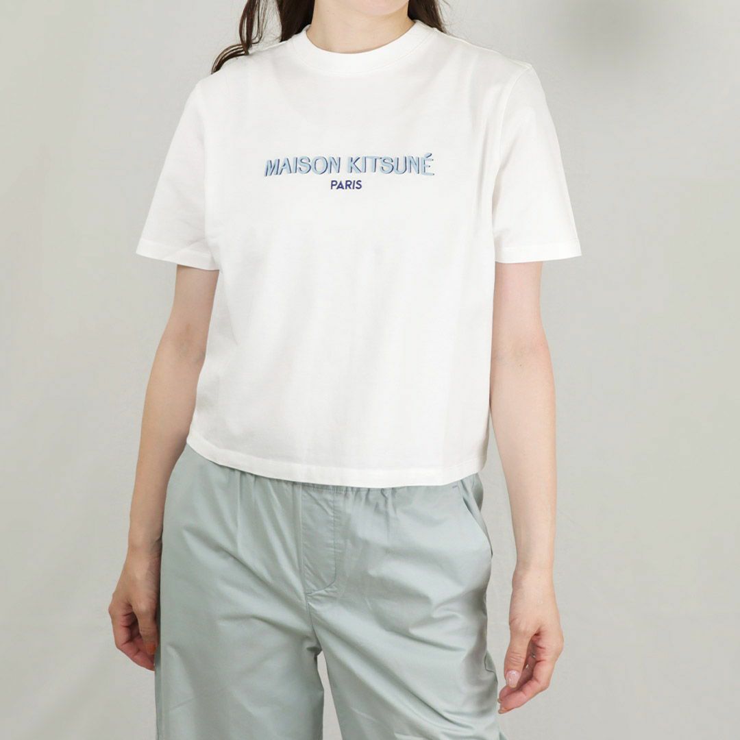 メゾンキツネ MAISON KITSUNE レディースTシャツ メゾン キツネ パリ KW00121KJ0035 P103 OFF WHITE