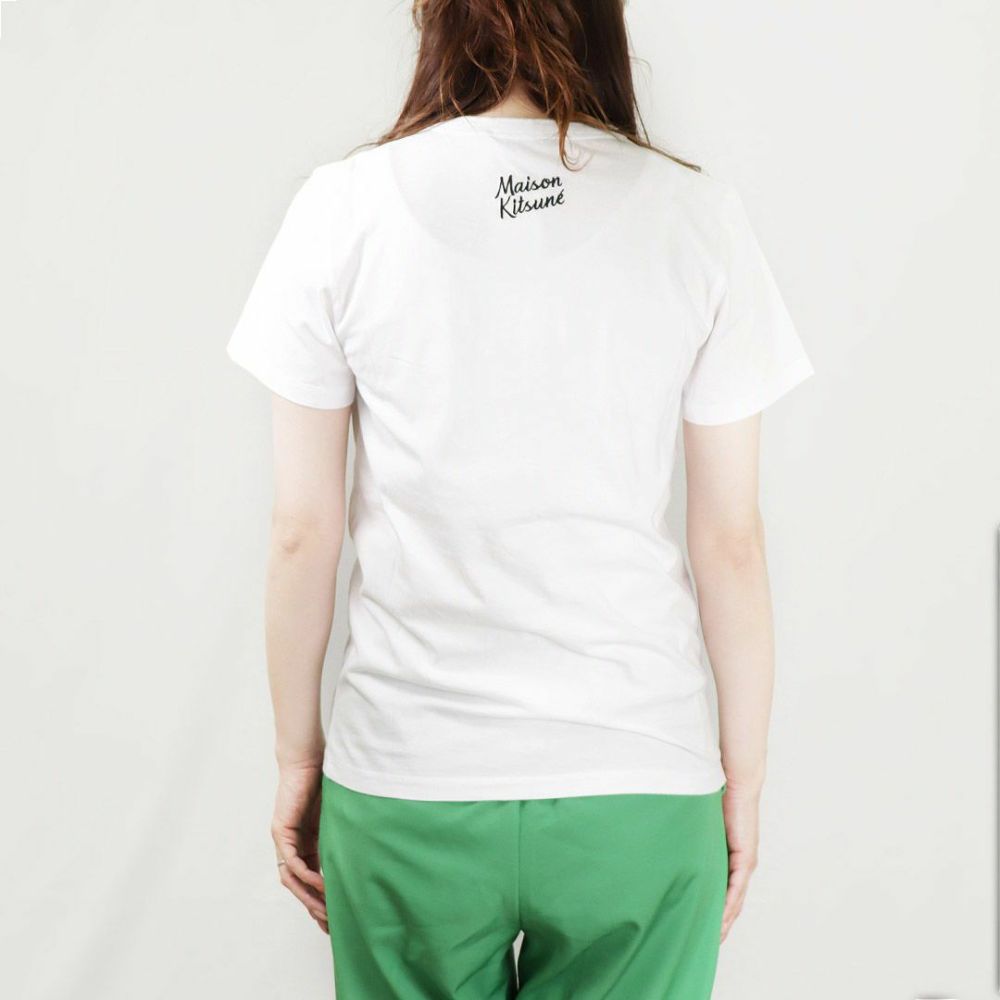 メゾンキツネ MAISON KITSUNE レディースTシャツ ドレスド フォックス KW00138KJ0008 P100 WHITE