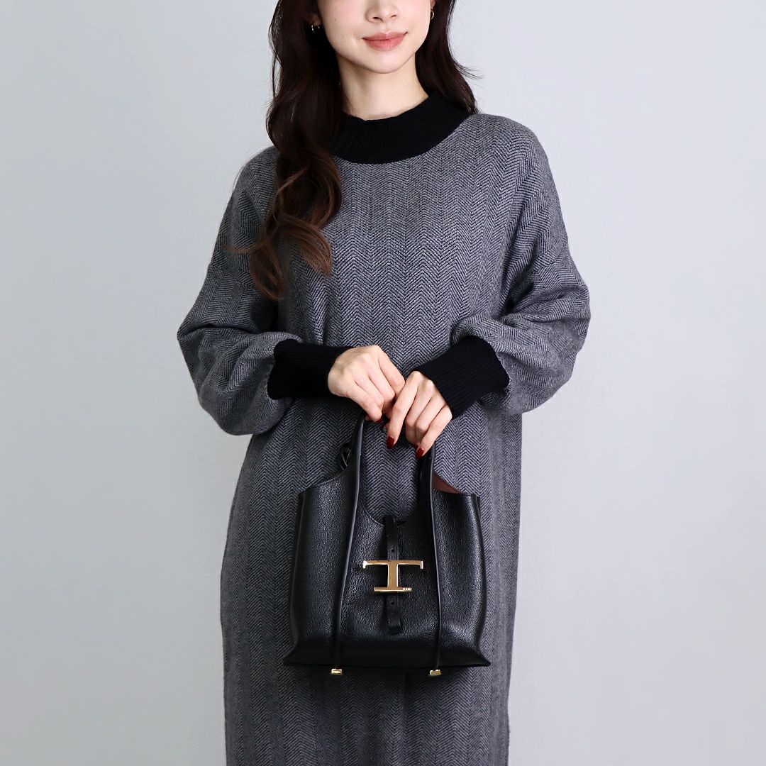 トッズ TOD'S 2WAYバッグ Ｔタイムレス XBWTSBA9100 Q8E B999 ブラック(NERO) ミニ