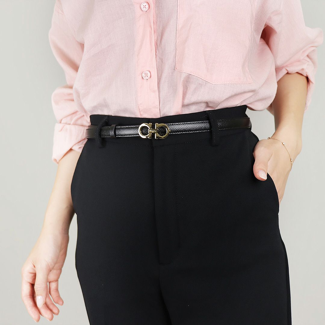 フェラガモ FERRAGAMO レディース ベルト ガンチーニ 23B224 675180 ブラック 100