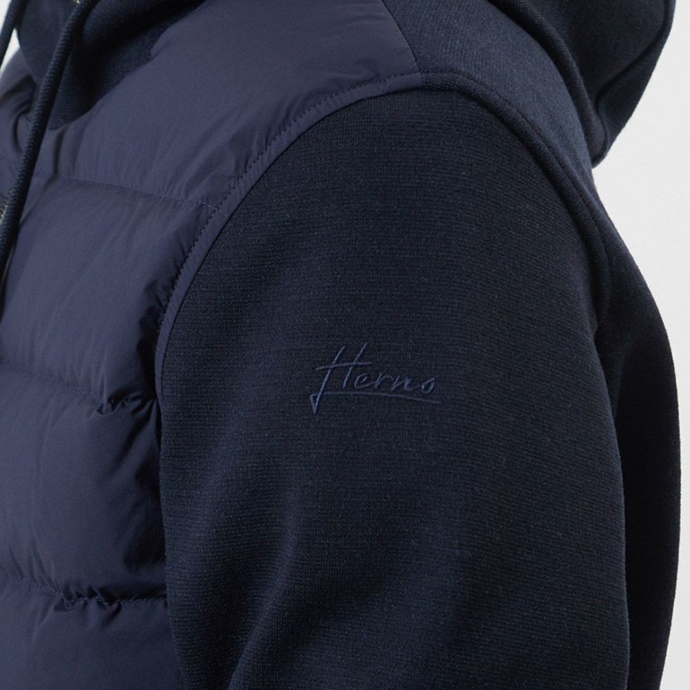 ヘルノ HERNO メンズ ダウン切り替え ジップアップパーカ JP00011UR 56010 9219 ネイビー