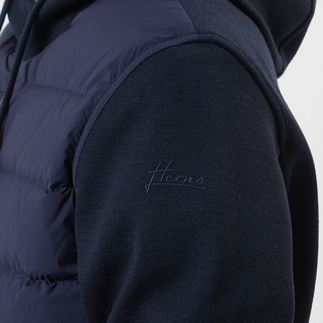 ヘルノ HERNO メンズ ダウン切り替え ジップアップパーカ JP00011UR 56010 9219 ネイビー