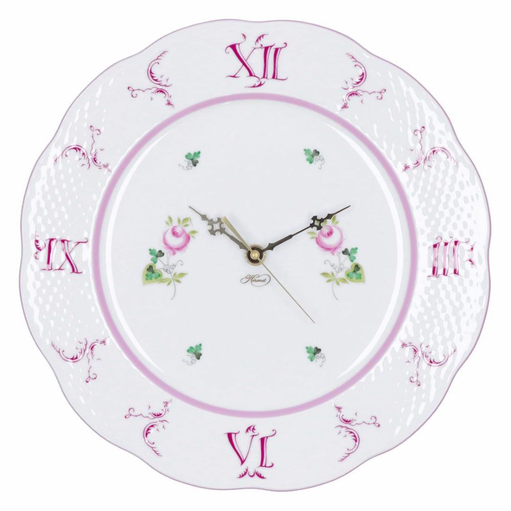 ヘレンド HEREND 皿時計 掛け時計 壁掛け時計 ウィーンの薔薇 VIEILLE ROSE D’HABSBOURG ヴィエイユ・ローズ・ハプスブルク VRH-X4 ウォールクロック 527 ピンク