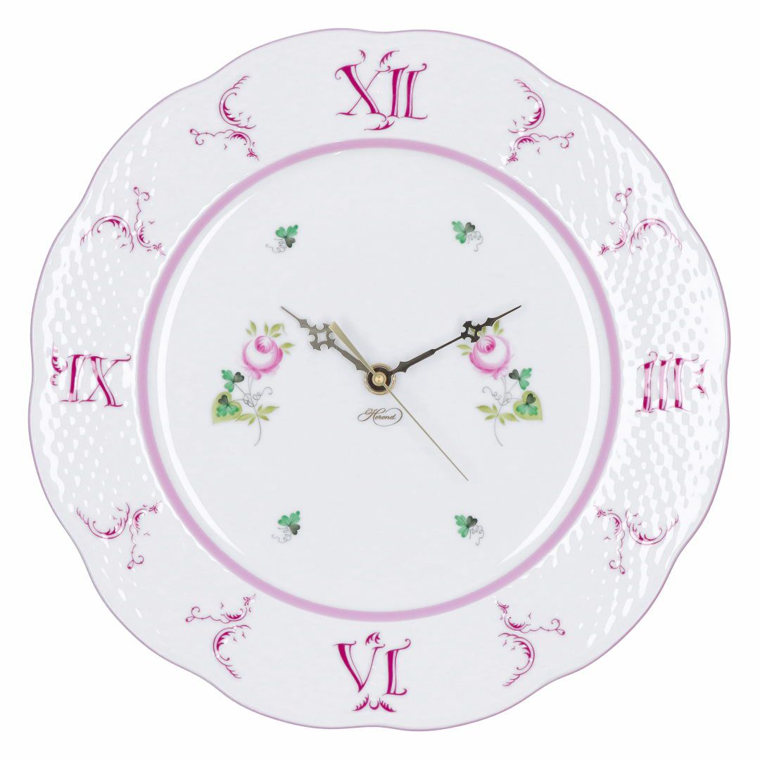 ヘレンド HEREND 皿時計 掛け時計 壁掛け時計 ウィーンの薔薇 VIEILLE ROSE D’HABSBOURG ヴィエイユ・ローズ・ハプスブルク VRH-X4 ウォールクロック 527 ピンク