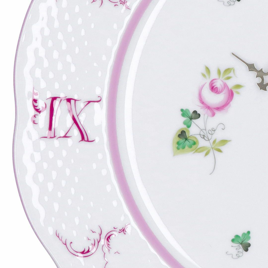 ヘレンド HEREND 皿時計 掛け時計 壁掛け時計 ウィーンの薔薇 VIEILLE ROSE D’HABSBOURG ヴィエイユ・ローズ・ハプスブルク VRH-X4 ウォールクロック 527 ピンク