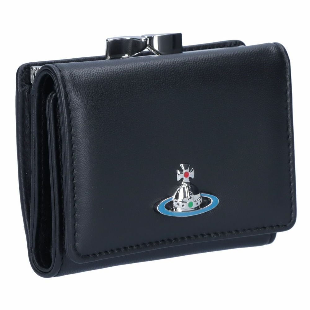 ヴィヴィアンウエストウッド VIVIENNE WESTWOOD 折財布 三つ折り財布 がま口 51010018 L001L ブラック SMALL FRAME WALLET