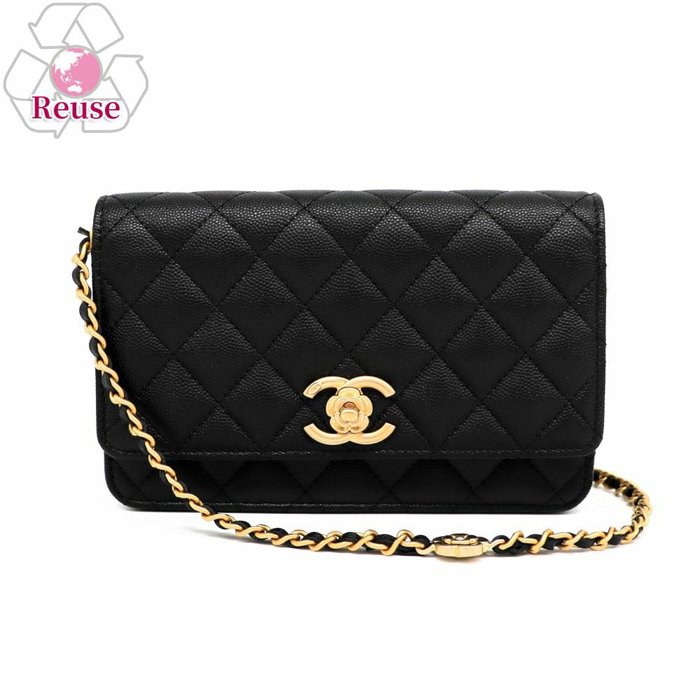 【リユース品】 シャネル CHANEL バッグ ショルダーバッグ チェーンウォレット AP3580 ブラック/ゴールド金具 【お取り寄せ】