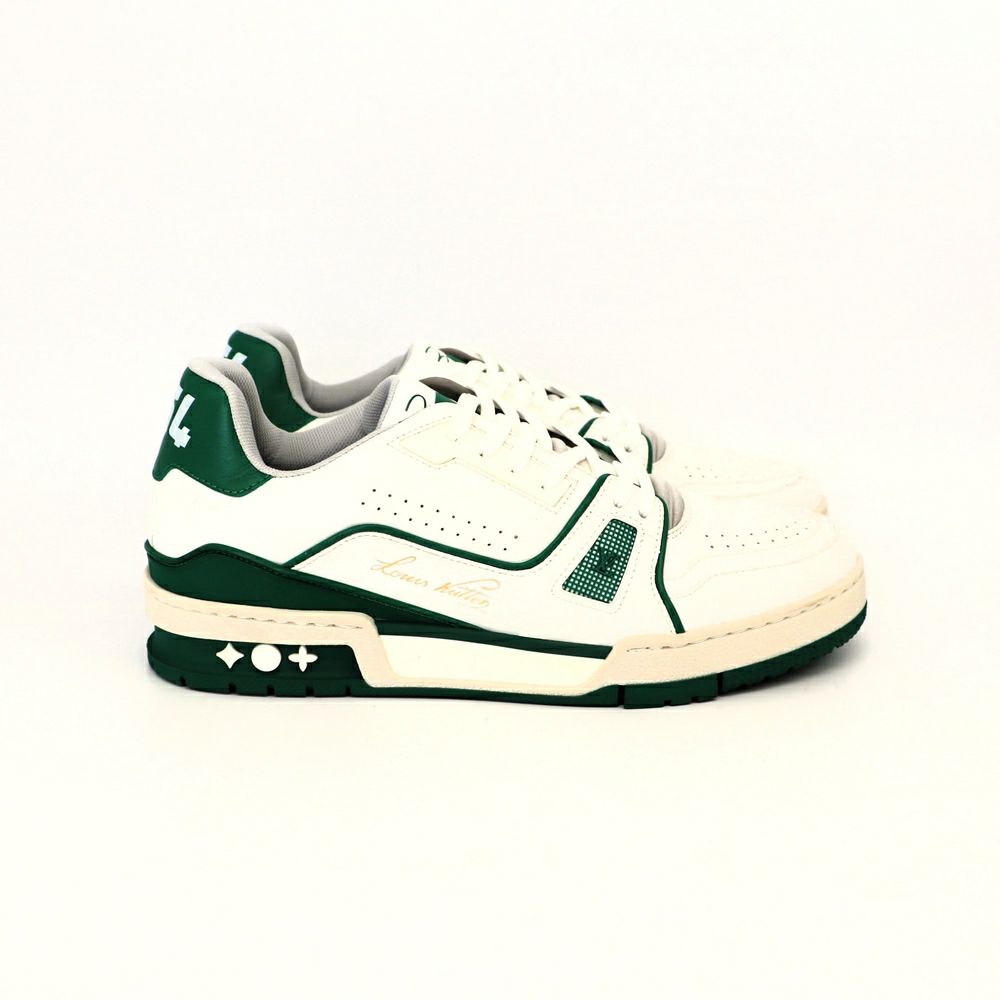 【リユース品】 ルイヴィトン LOUIS VUITTON 靴 スニーカー メンズシューズ トレイナー・ライン ローカットスニーカー ホワイト/グリーン 6 1/2 【お取り寄せ】