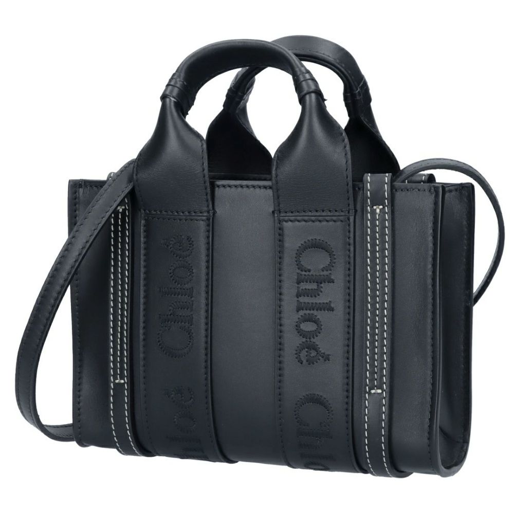 クロエ CHLOE 2WAYバッグ WOODY ウッディ CHC23SP237 I60 ブラック ミニ トート レザー