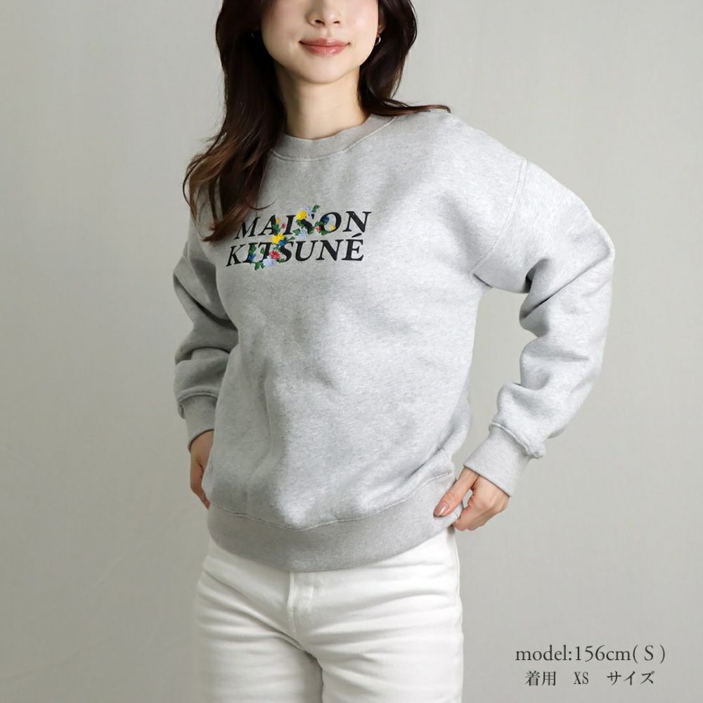 メゾンキツネ MAISON KITSUNE レディース トレーナー スウェット フラワーズコンフォートスウェット LW00305KM0307 グレー