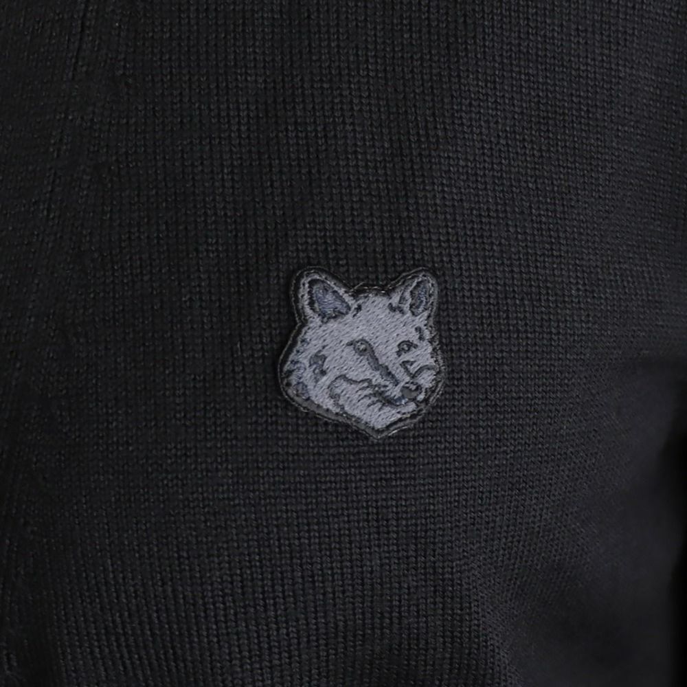 メゾンキツネ MAISON KITSUNE ユニセックス メンズ レディース ニットカーディガン ボールド フォックスヘッド パッチ レギュラー LM00505KT1036 ブラック