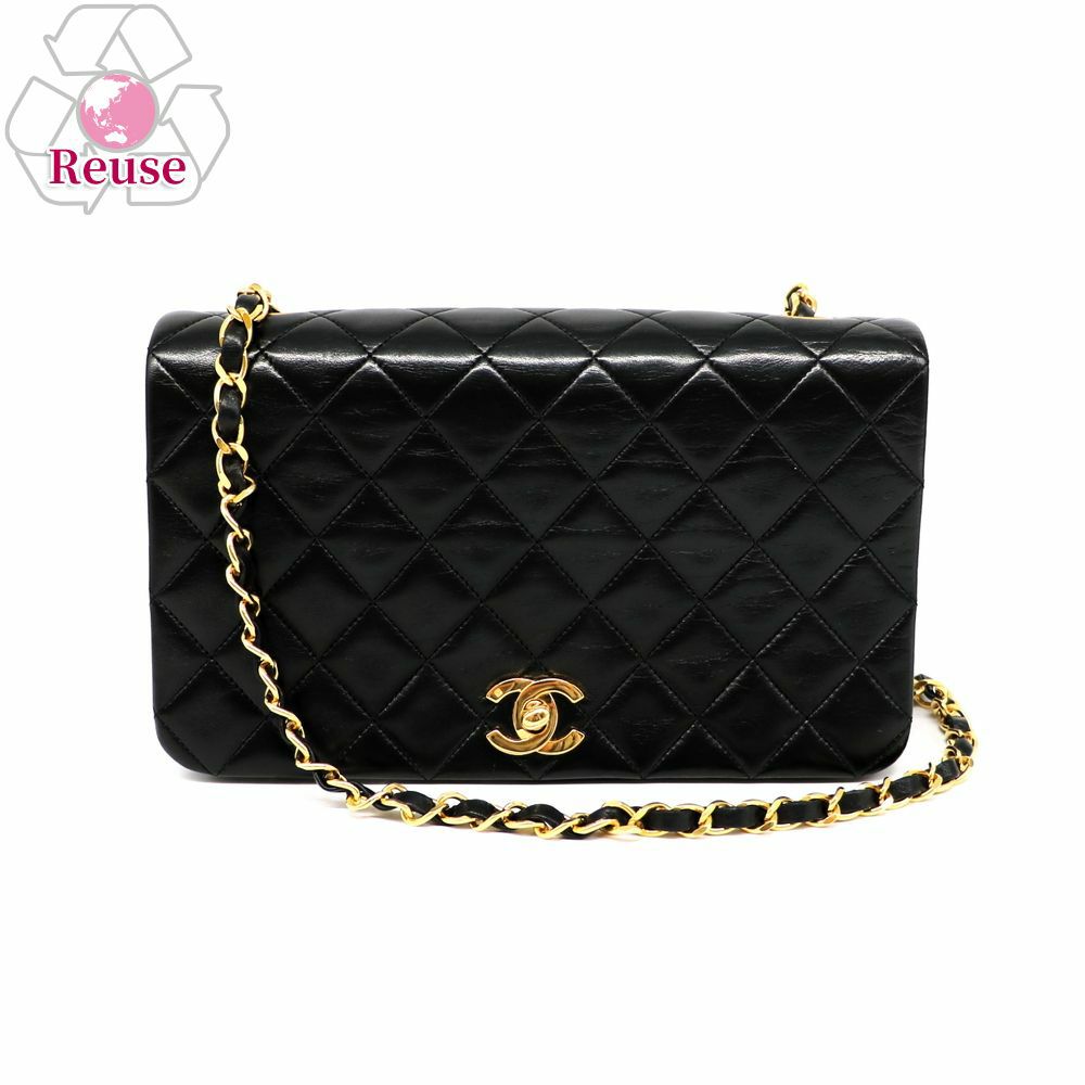 【リユース品】 シャネル CHANEL バッグ ショルダーバッグ シングルフラップチェーンショルダーバッグ A03568 ブラック/ゴールド金具 【お取り寄せ】