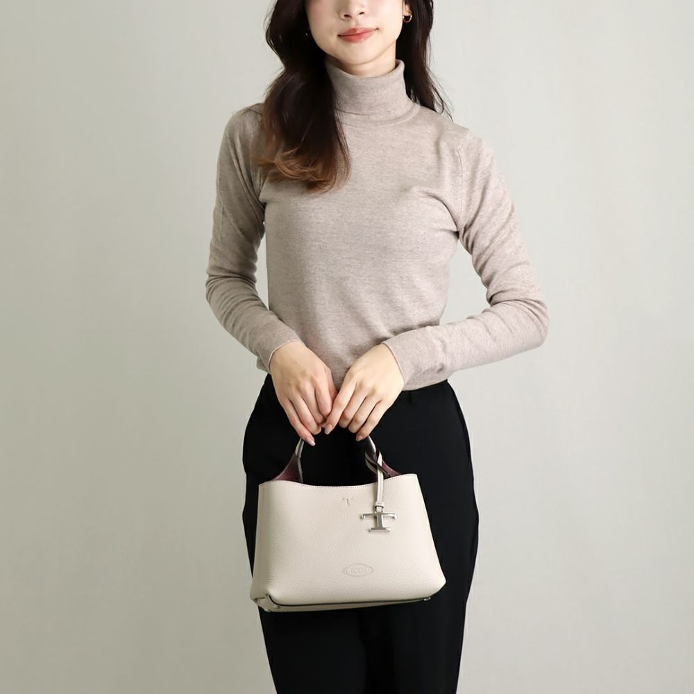 トッズ TOD'S 2WAYバッグ Tタイムレス XBWAPAEL000 QRI 5O90 GRIGIO グレー レザーバッグ マイクロ