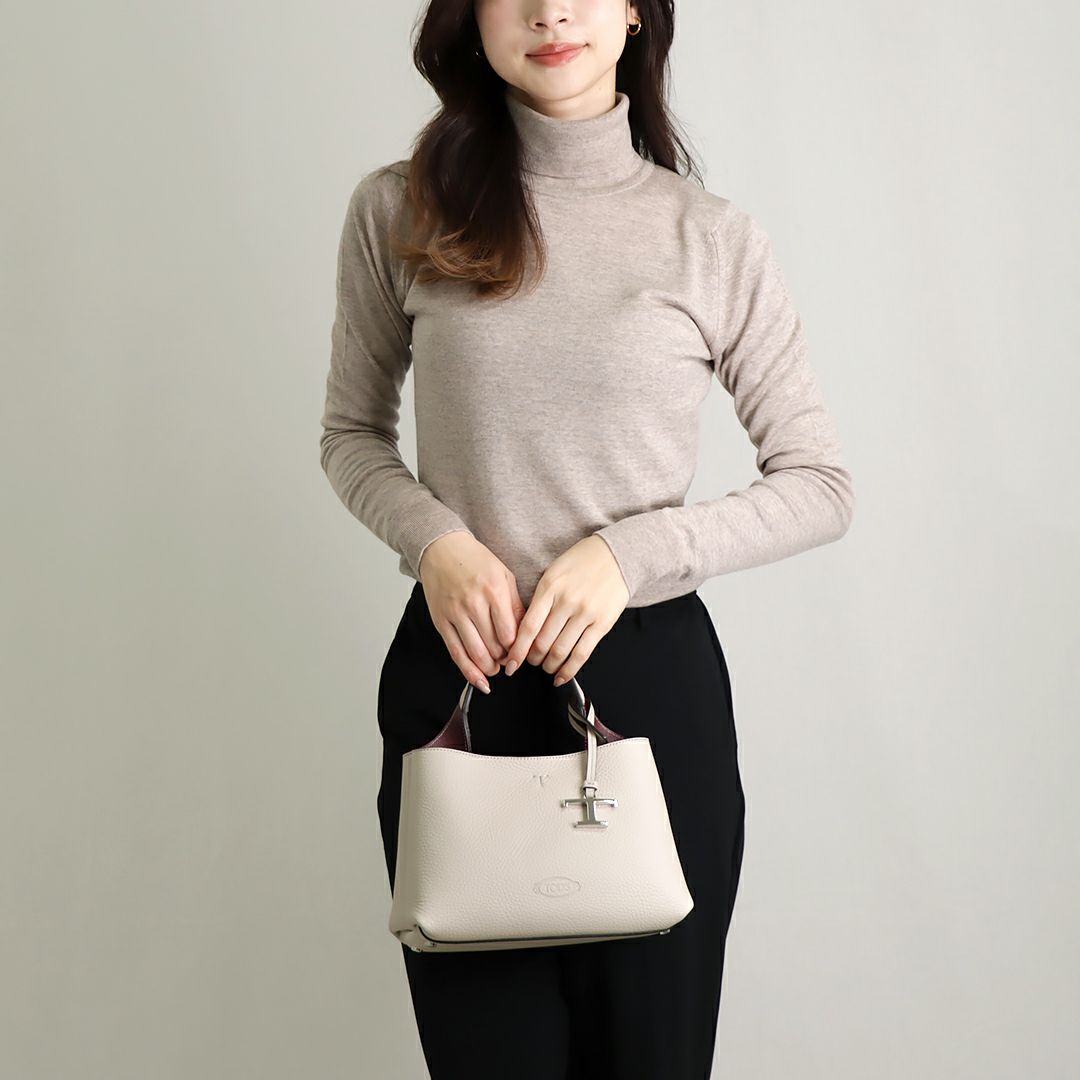 トッズ TOD'S 2WAYバッグ Tタイムレス XBWAPAEL000 QRI 5O90 GRIGIO グレー レザーバッグ マイクロ