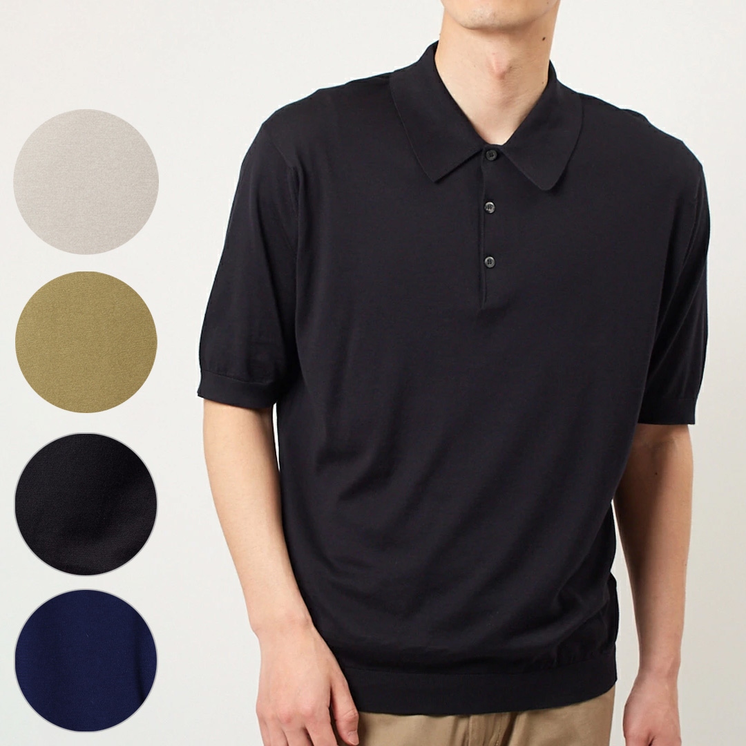 ジョンスメドレー JOHN SMEDLEY メンズ 半袖 ポロシャツ カットソー ISIS：アイシス シーアイランドコットン 30ゲージ ニット EASY FIT