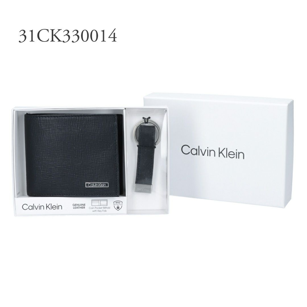 カルバンクライン CALVIN KLEIN メンズ 折財布 二つ折り財布 キーリング ギフトセット BILLFOLD WITH COIN POCKET (KEY FOB GIFT SET) 31CK330014 31CK330016 BLACK